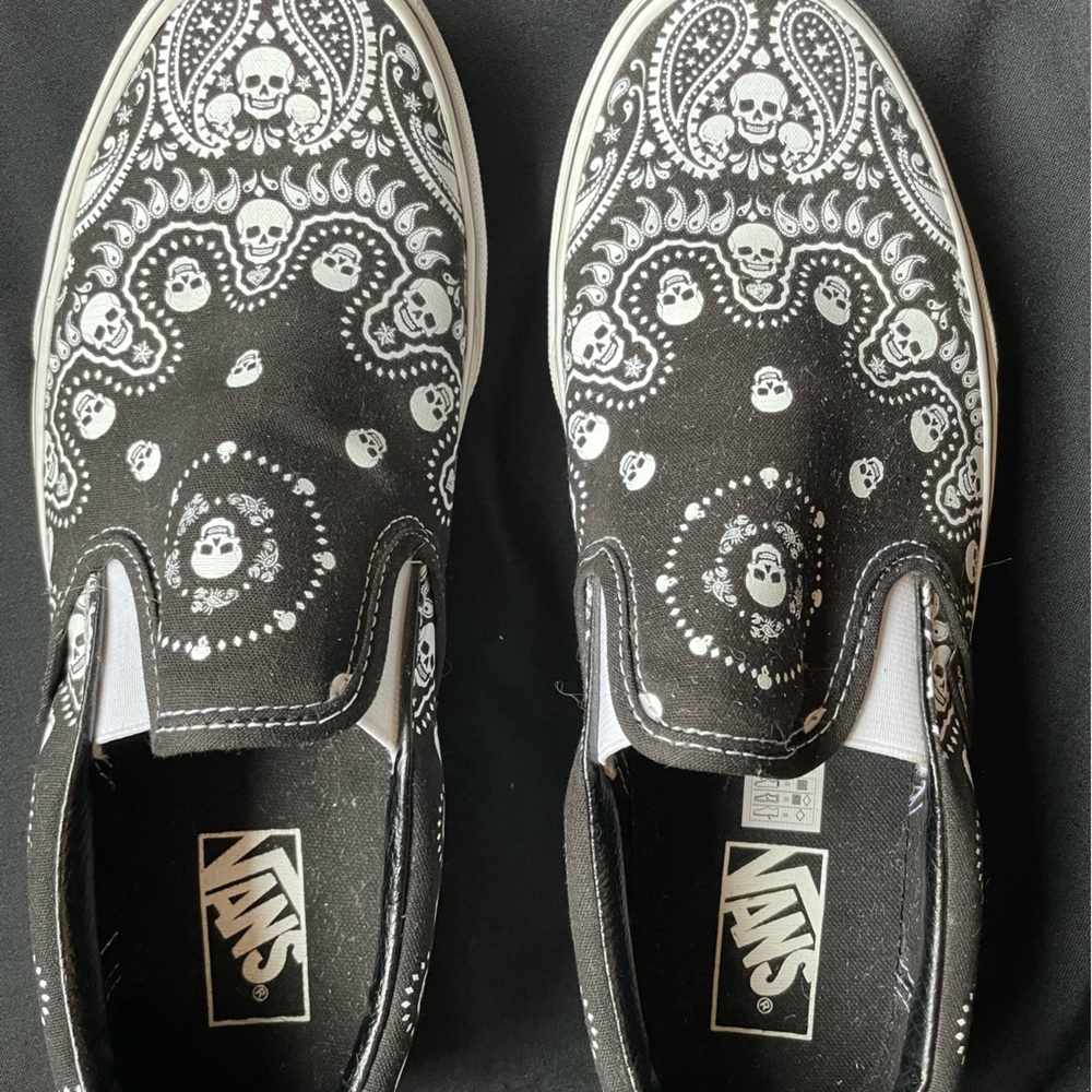 Vans skull bandana slip on a men’s sz 10 black white